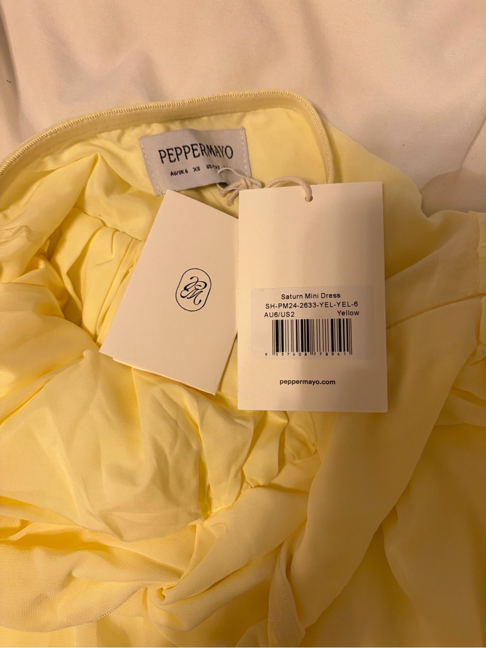 Peppermayo Pale Yellow Strapless Mini Dress with Choker Detail - Picture 4 of 4